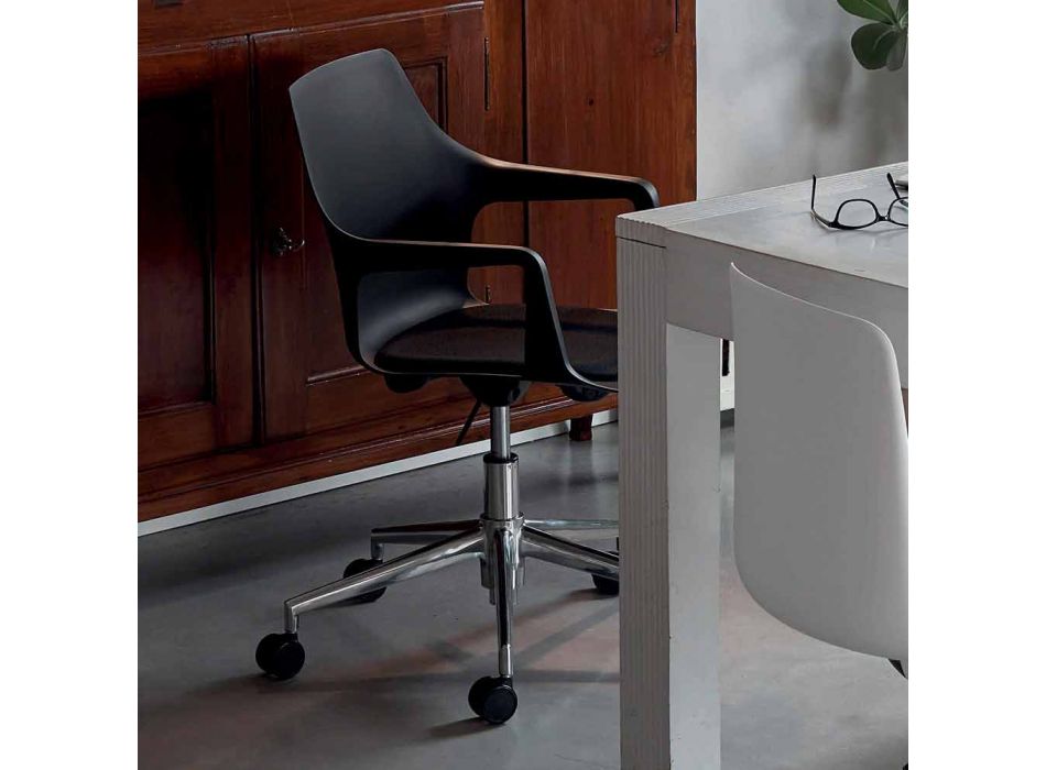 Krzesło biurowe z aluminium i polipropylenu Wykonane we Włoszech, 2 sztuki - Charis Viadurini