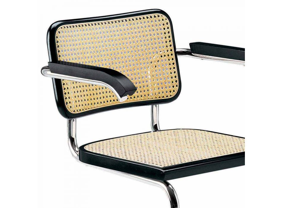 Krzesło biurowe ze słomy o konstrukcji stalowej i drewnianej Made in Italy - Baviera Viadurini
