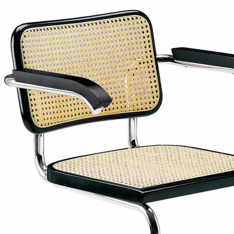 Krzesło biurowe ze słomy o konstrukcji stalowej i drewnianej Made in Italy - Baviera Viadurini