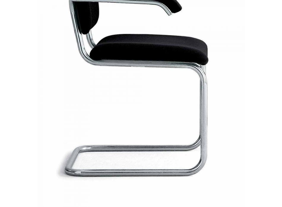 Krzesło biurowe ze skóry ze strukturą z chromowanej stali Made in Italy - Octant Viadurini