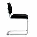Krzesło biurowe ze skóry ze strukturą z chromowanej stali Made in Italy - Octant