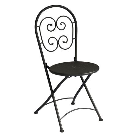 Składane krzesło ogrodowe z antracytowego szarego żelaza, 2 sztuki - Baccard Viadurini
