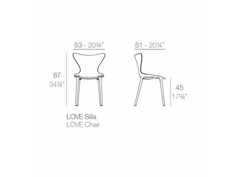 Krzesła ogrodowe z możliwością układania w stosy z polipropylenu 4 sztuki - Love by Vondom Viadurini
