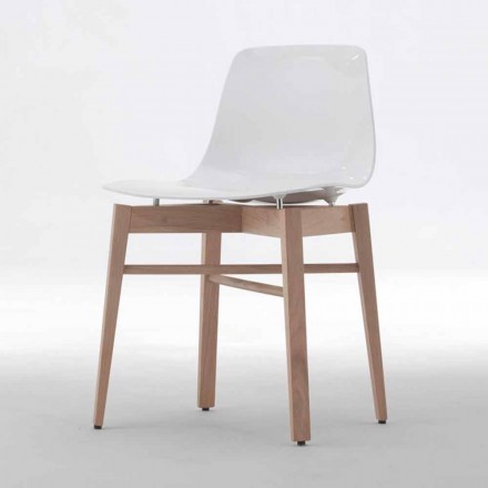 Krzesła Modern Design 2-częściowe z drewna dębowego i białego plastiku - Langoustine Viadurini