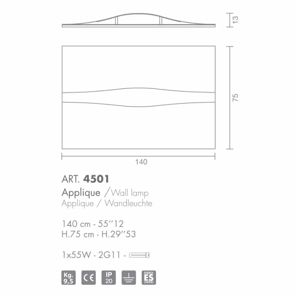 Selene Art &amp; Światło kinkiet z teksturą paneli 140xH75 cm Viadurini