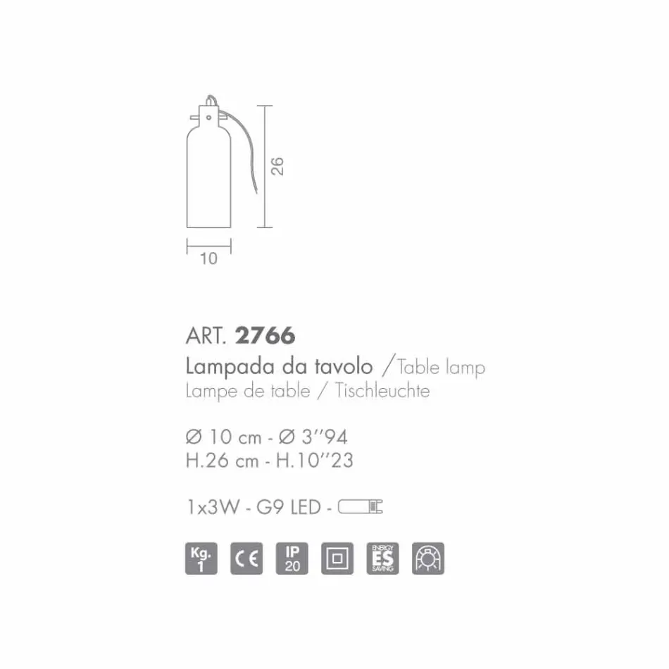 Selene Bossa Nova lampkę Ø10 H 26cm bursztynowego szkła dmuchanego Viadurini