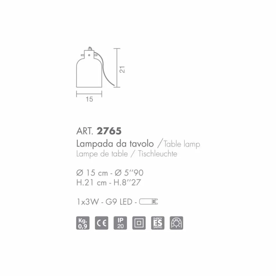 Selene Bossa Nova lampkę Ø15 H 21cm bursztynowego szkła dmuchanego Viadurini