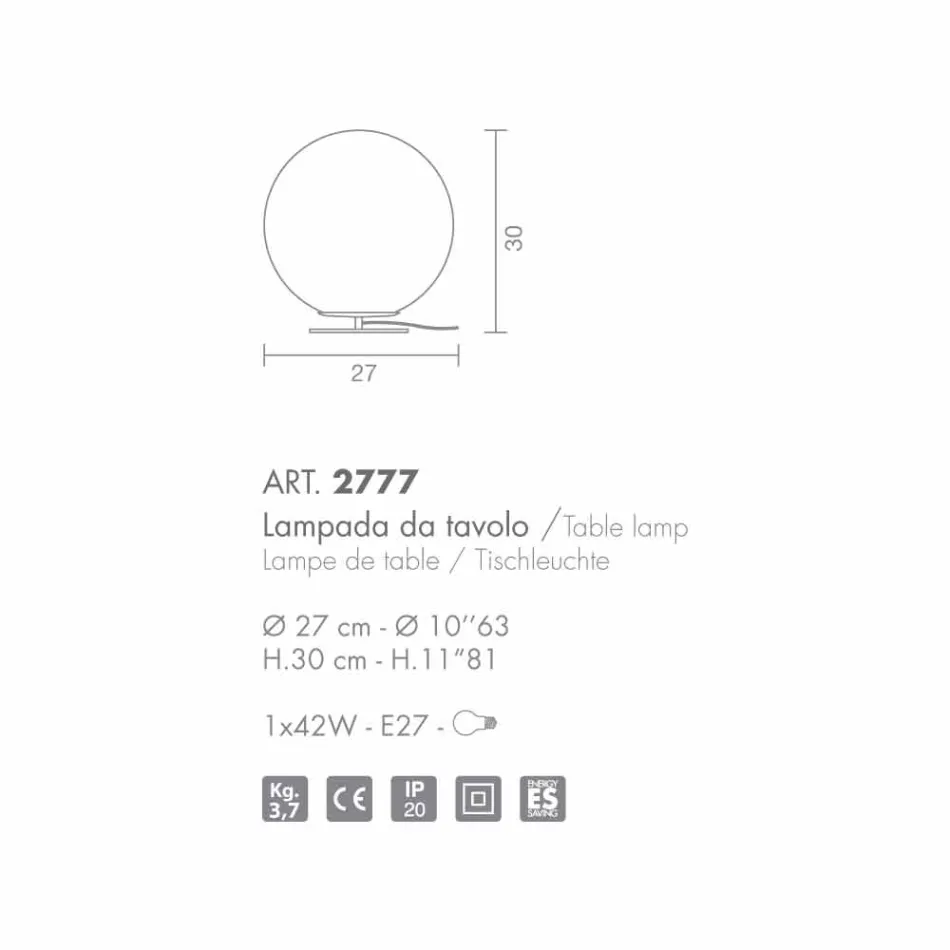 Selene Domino z białego lampę w szklany O27 H 30cm Viadurini