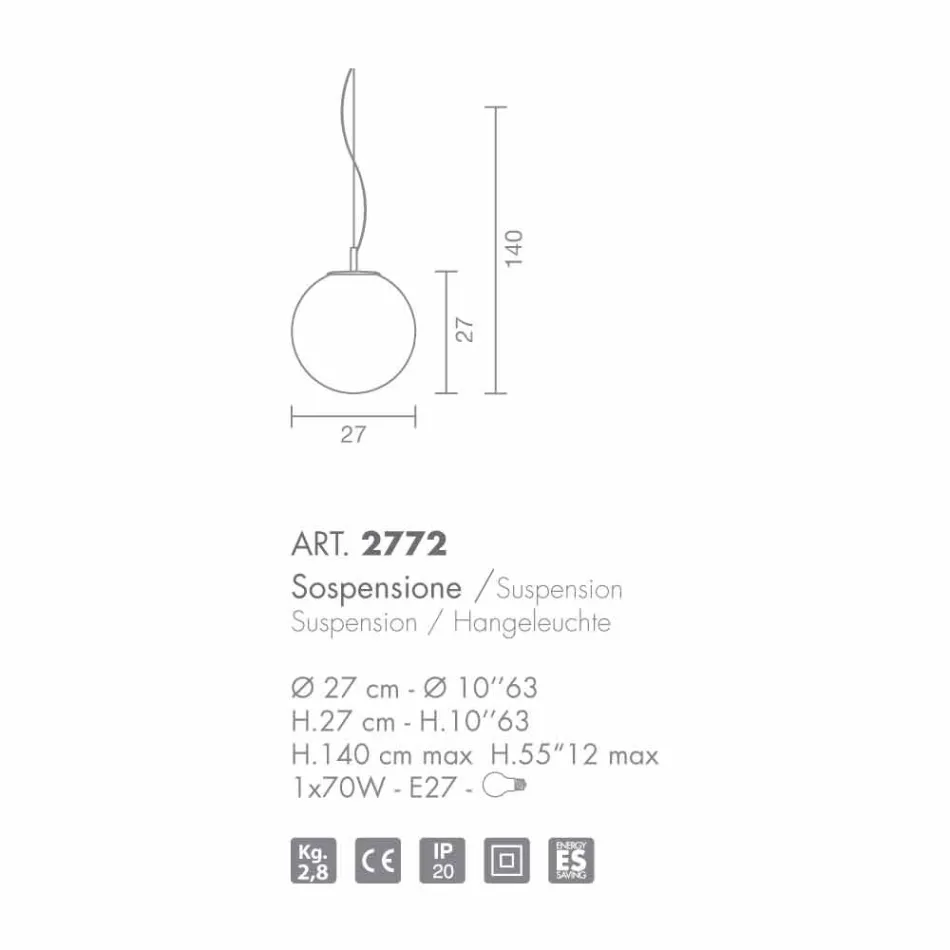 Selene Domino świecznik szklany ręcznie O27 H27 / 140 cm Viadurini