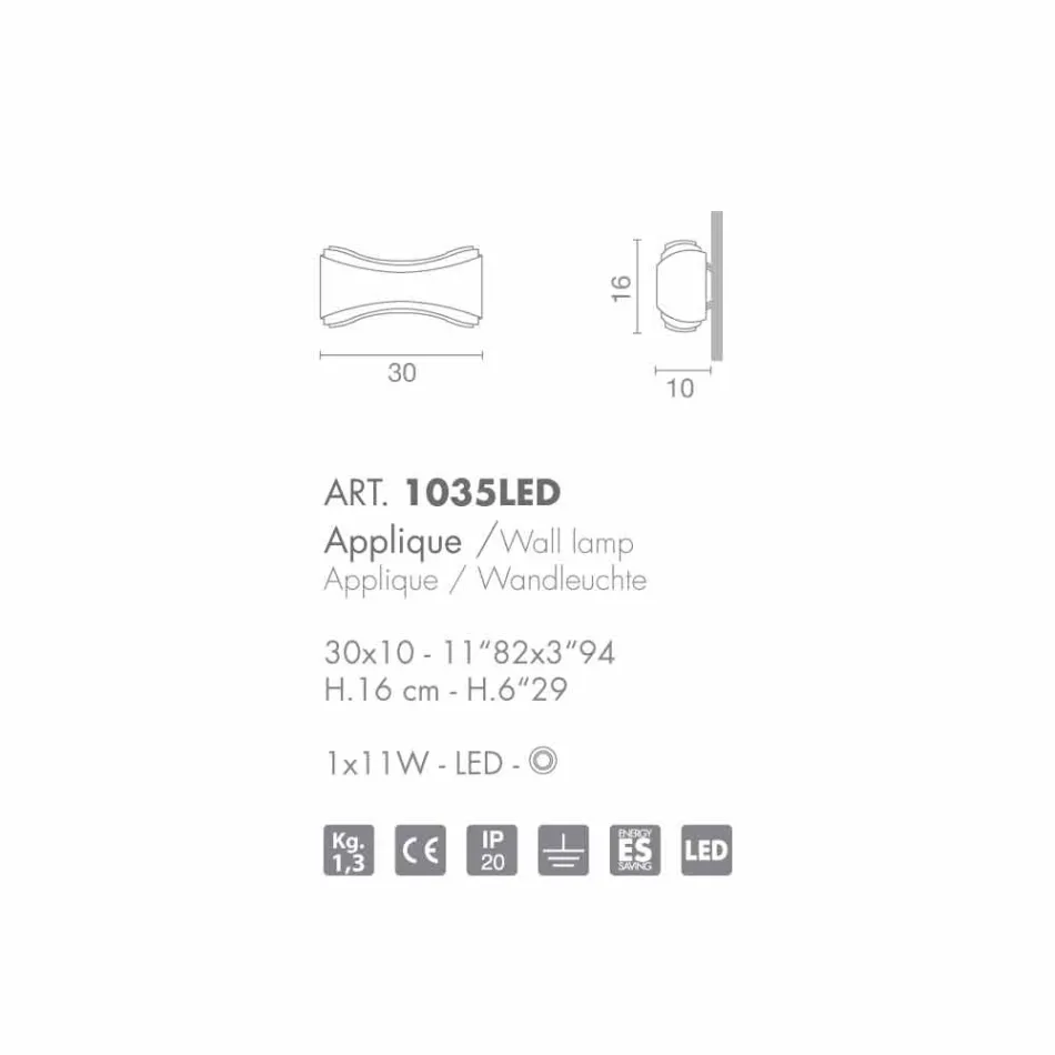 Selene Ionic kinkiet wykonany we Włoszech, 30x10 H16cm, szkło i stal Viadurini