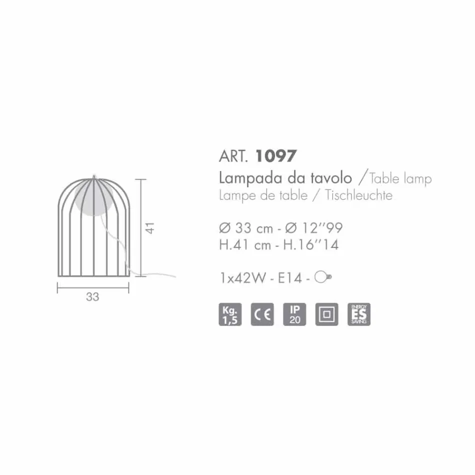 Selene Kluvì Współczesna lampkę w szklany O33 H41cm Viadurini