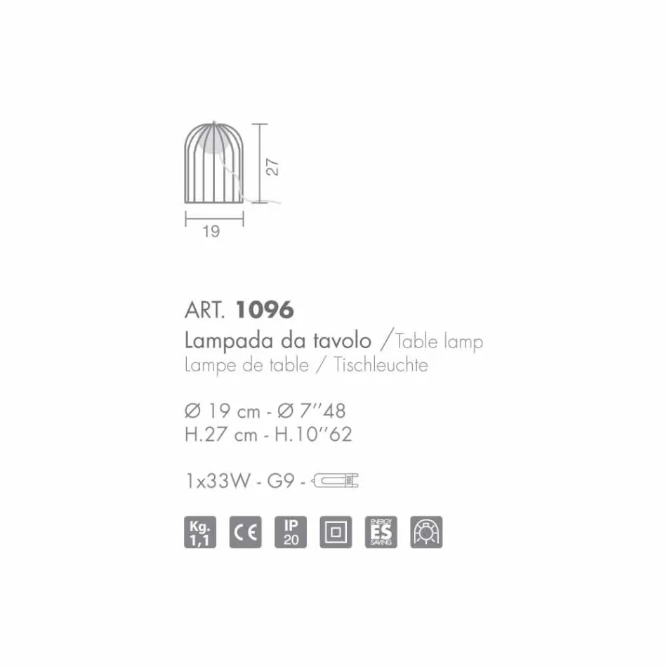 Selene Kluvì lumetto szklany i metalu Ø19 H 27cm Viadurini