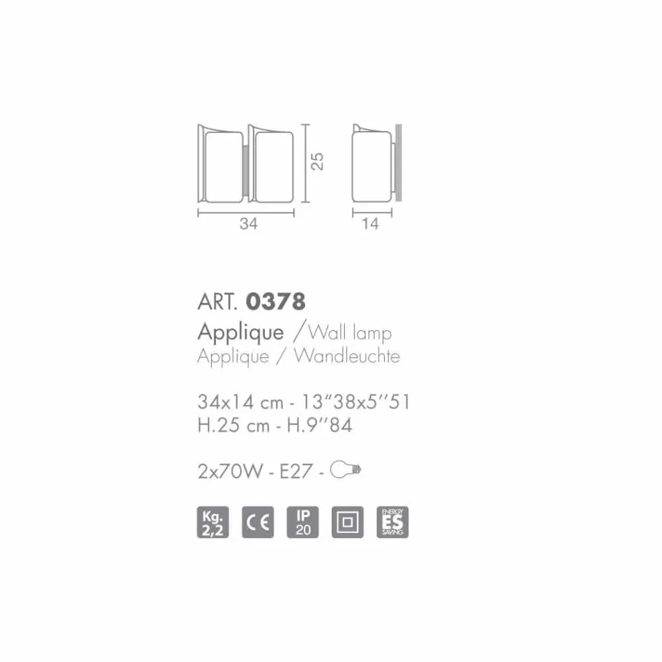 Selene Papyrus aplikacja satyna szkło 34x14 H25cm Made in Italy Viadurini