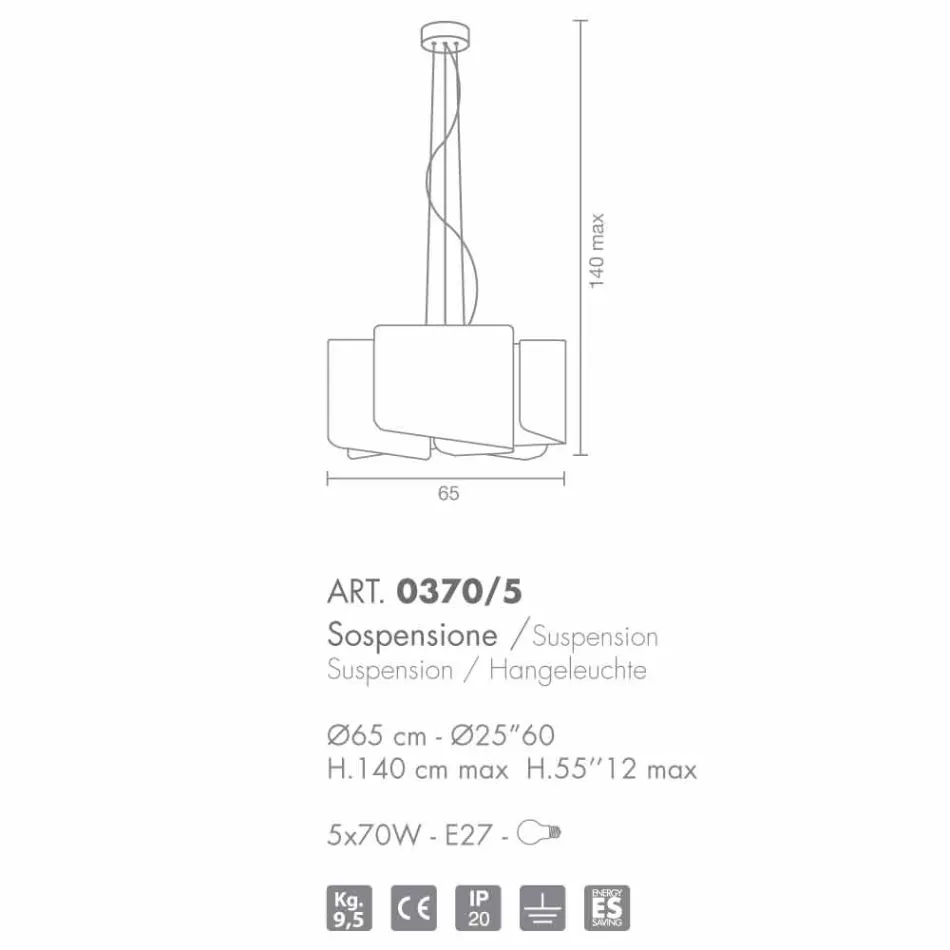 Selene Papyrus biały kryształ zawieszka lampy Ø65 x H 140 cm Viadurini
