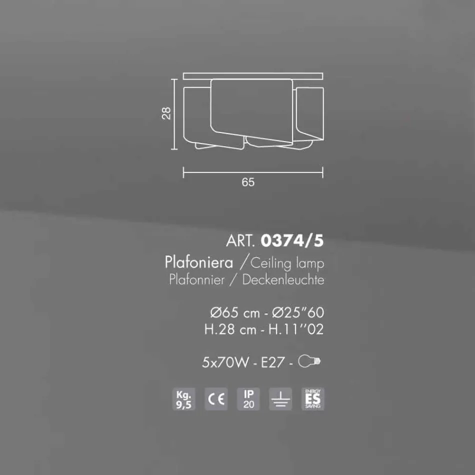 Selene Papyrus nowoczesny lekki sufit kryształ Ø65 H28cm, wykonane we Włoszech Viadurini