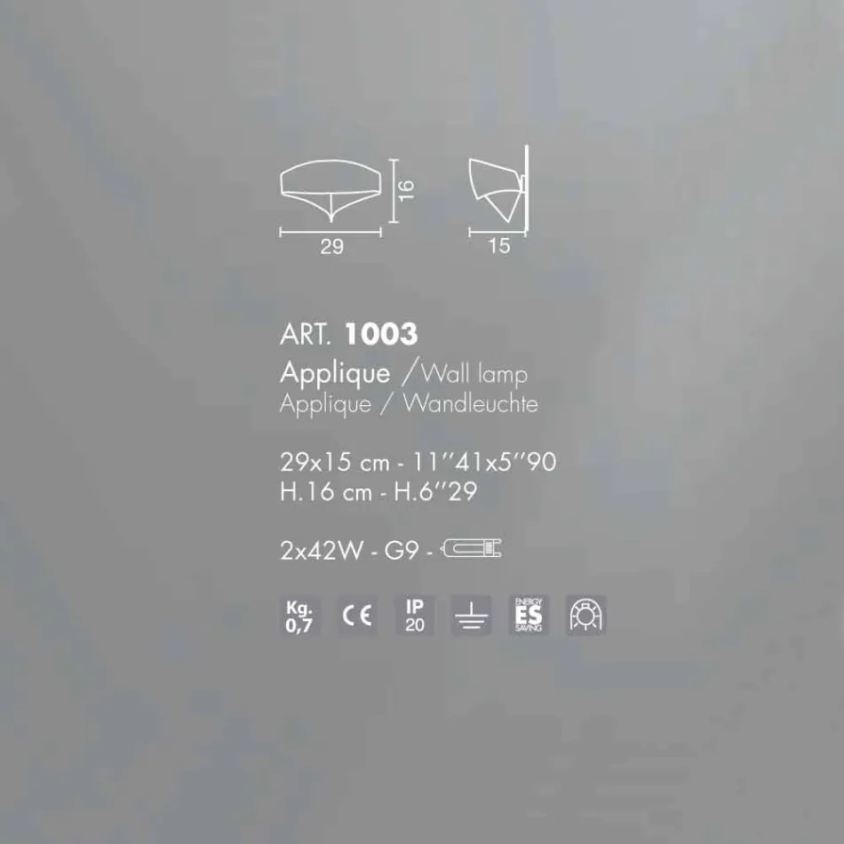 Selene nowoczesny kinkiet wykonany we Włoszech Tarcza 29x15xH16 cm Viadurini