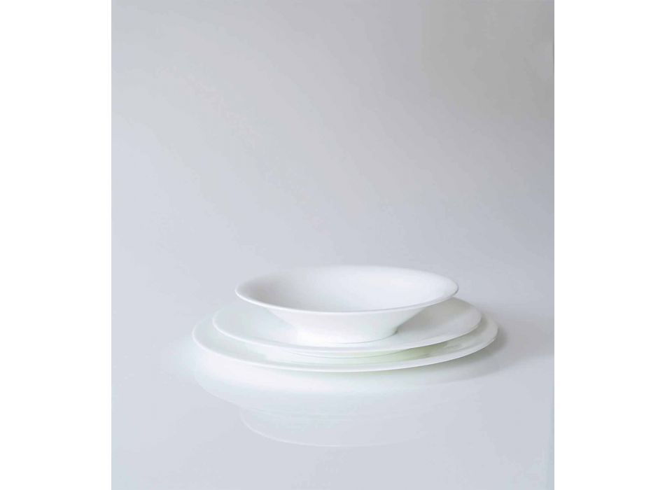 24 eleganckie talerze obiadowe w kolorze białej porcelany - Doriana Viadurini