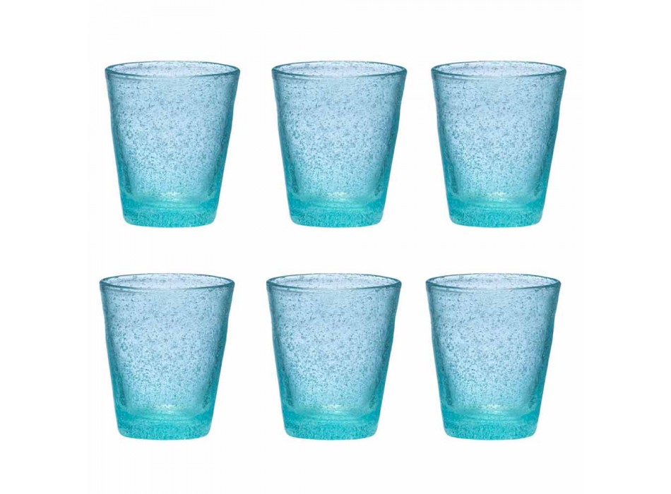 Zestaw 6 kolorowych szklanych dmuchanych szklanek o nowoczesnym designie - Pumba Viadurini