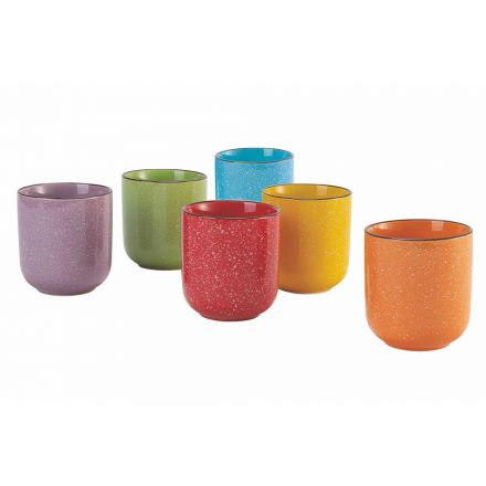 Zestaw kolorowych ceramicznych szklanek do wody w doniczkach, 12 sztuk - Abruzja Viadurini