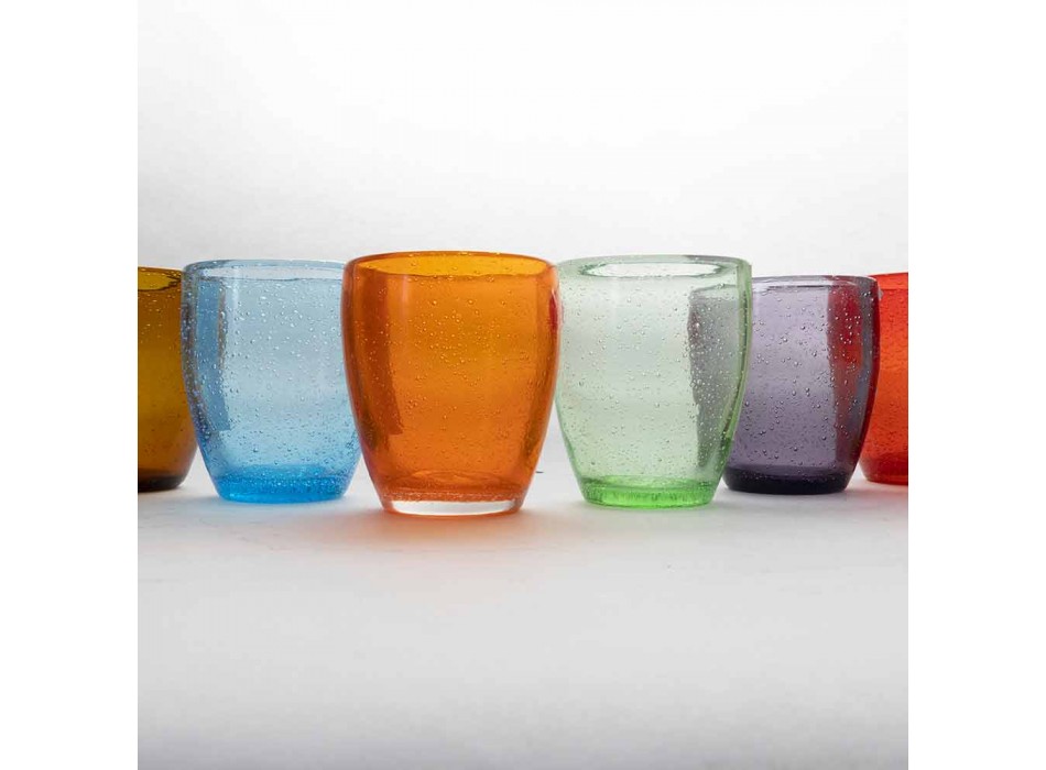 Serwis szkła wodnego w szkle kolorowym i nowoczesnym 6 sztuk - Guerrero Viadurini