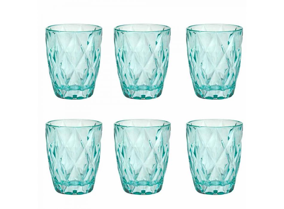 Kolorowe szklane szklanki wodne Zestaw 6 sztuk Nowoczesny design - Timon Viadurini