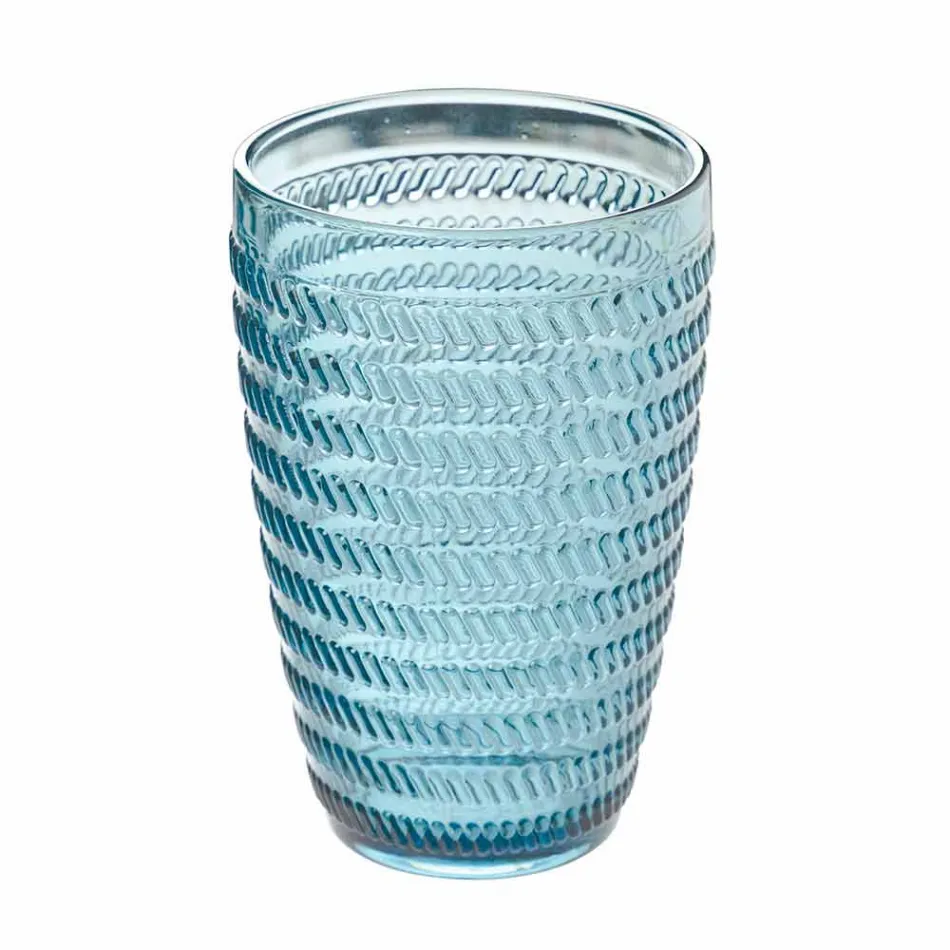 Nowoczesny zestaw szklanych naczyń w dekorowanym szkle 12 sztuk - Mix Viadurini