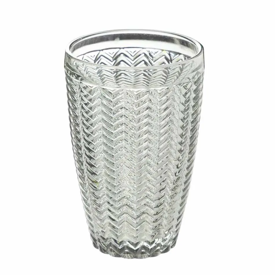 Nowoczesny zestaw szklanych naczyń w dekorowanym szkle 12 sztuk - Mix Viadurini