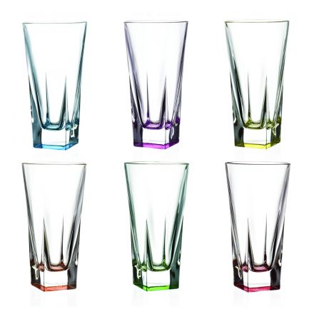 High Tumbler Crystal Eco Colored Glasses Service 12 Sztuk - Amalgamat Viadurini