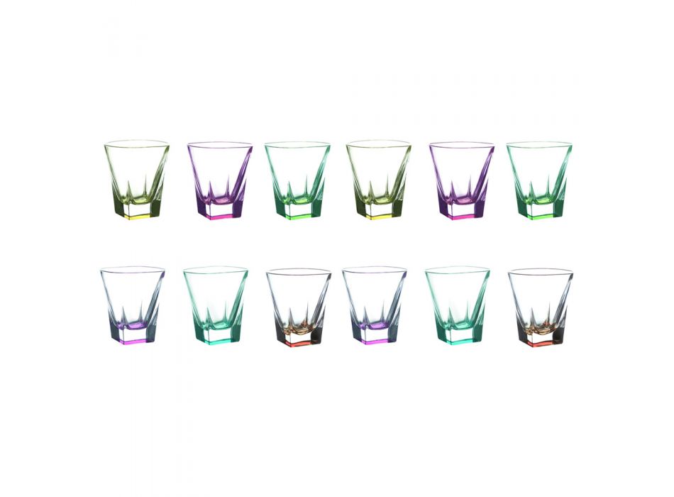 12 szt. Eco Colored Crystal Liqueur Glasses Service - Amalgam