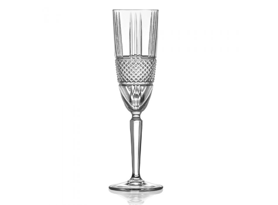 Zestaw kieliszków do szampana w dekorze Eco Crystal 12 Szt. - Lively Viadurini