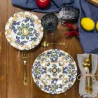 Zestaw kolorowych kielichów do wina ze szkła i dekoracji w stylu orientalnym, 12 sztuk - śruba Viadurini