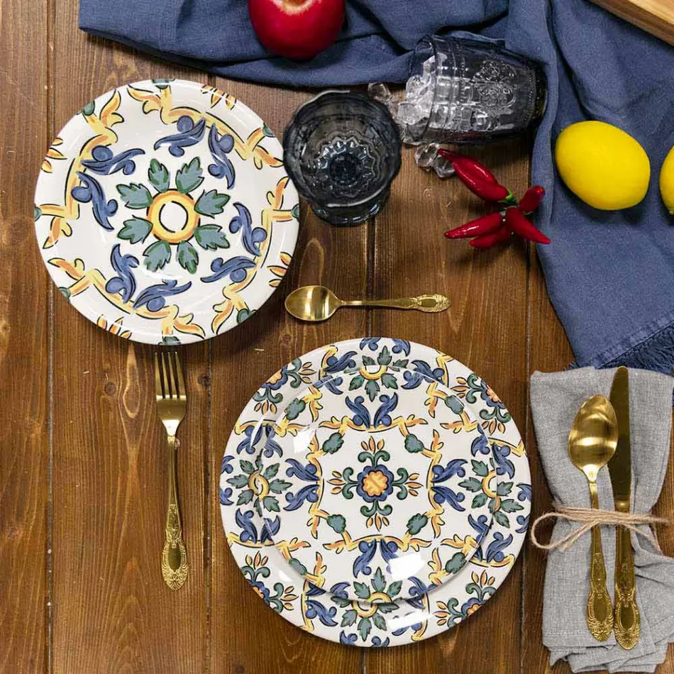 Zestaw kolorowych kielichów do wina ze szkła i dekoracji w stylu orientalnym, 12 sztuk - śruba Viadurini