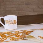 Włoski rzemieślniczy serwis śniadaniowy Ręcznie druk na starożytnych tkaninach - marki Viadurini