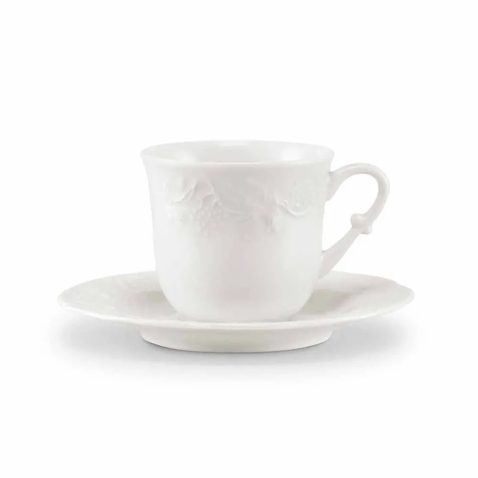 Kompletna usługa śniadaniowa 22 sztuk w białej porcelanie - Gimignano Viadurini