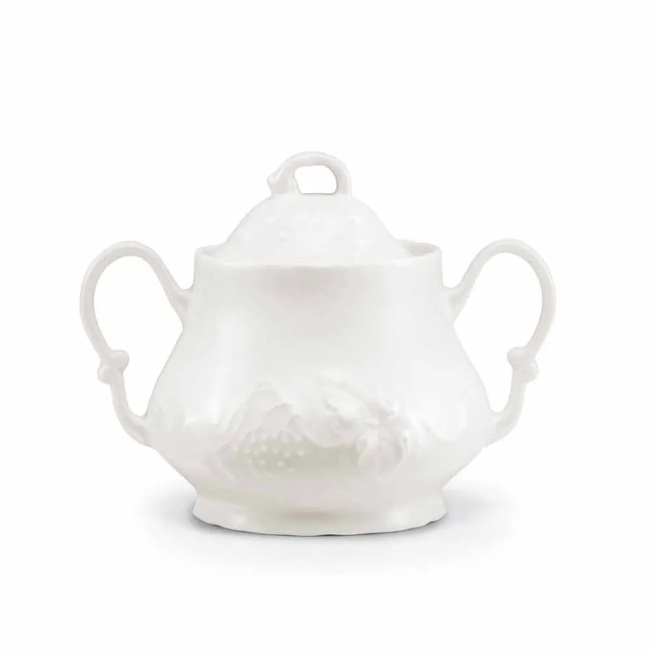 Kompletna usługa śniadaniowa 22 sztuk w białej porcelanie - Gimignano Viadurini