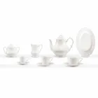Kompletna usługa śniadaniowa 22 sztuk w białej porcelanie - Gimignano Viadurini