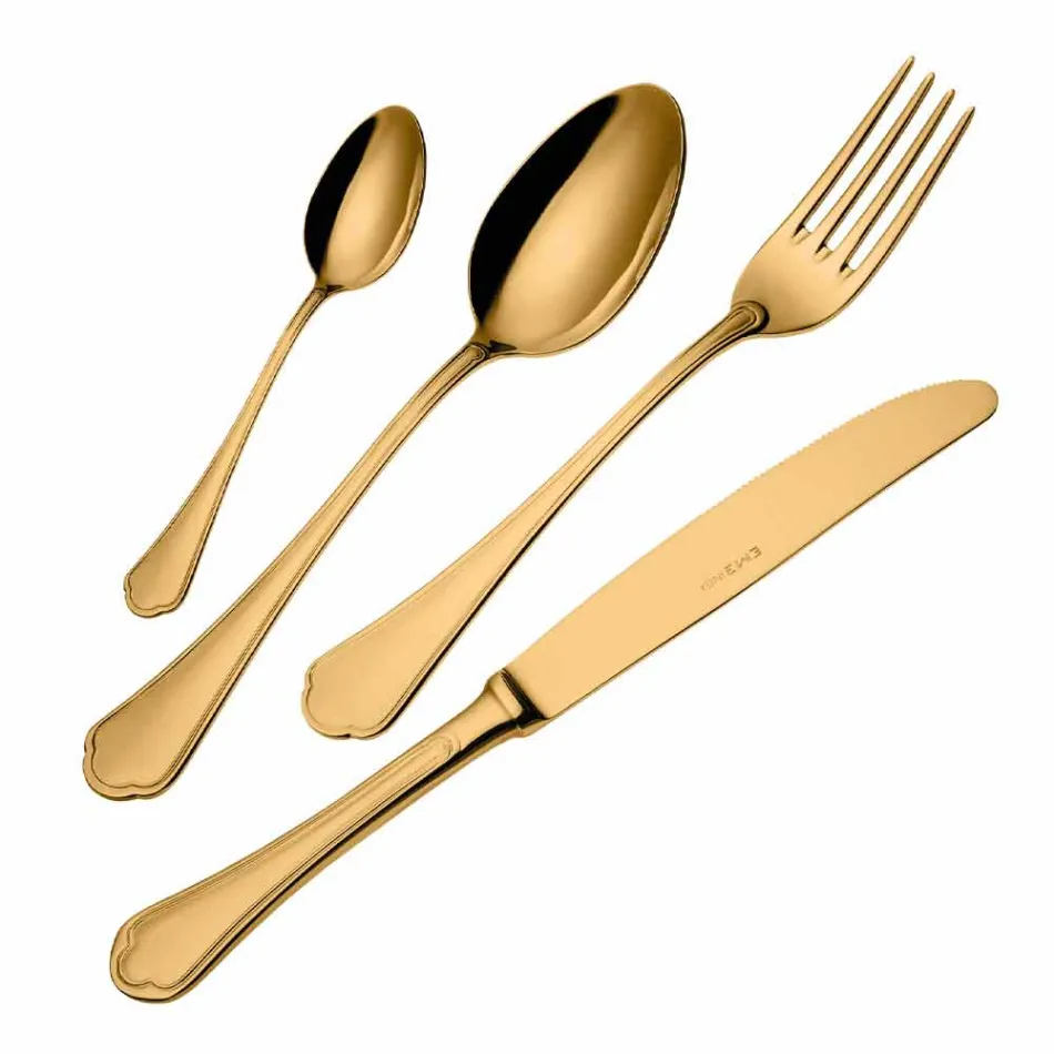 Kompletny zestaw luksusowych sztućców ze stali nierdzewnej 24 sztuki - Boss Viadurini