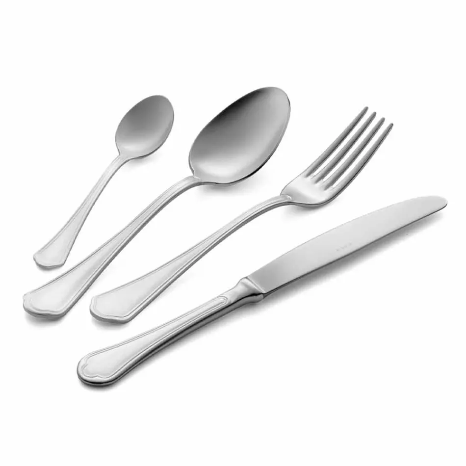 Kompletny zestaw luksusowych sztućców ze stali nierdzewnej 24 sztuki - Boss Viadurini