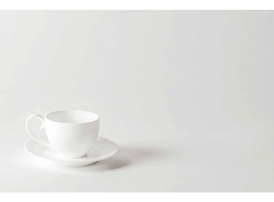 Kompletny serwis filiżanek do kawy 21 sztuk z białej porcelany - Samantha Viadurini