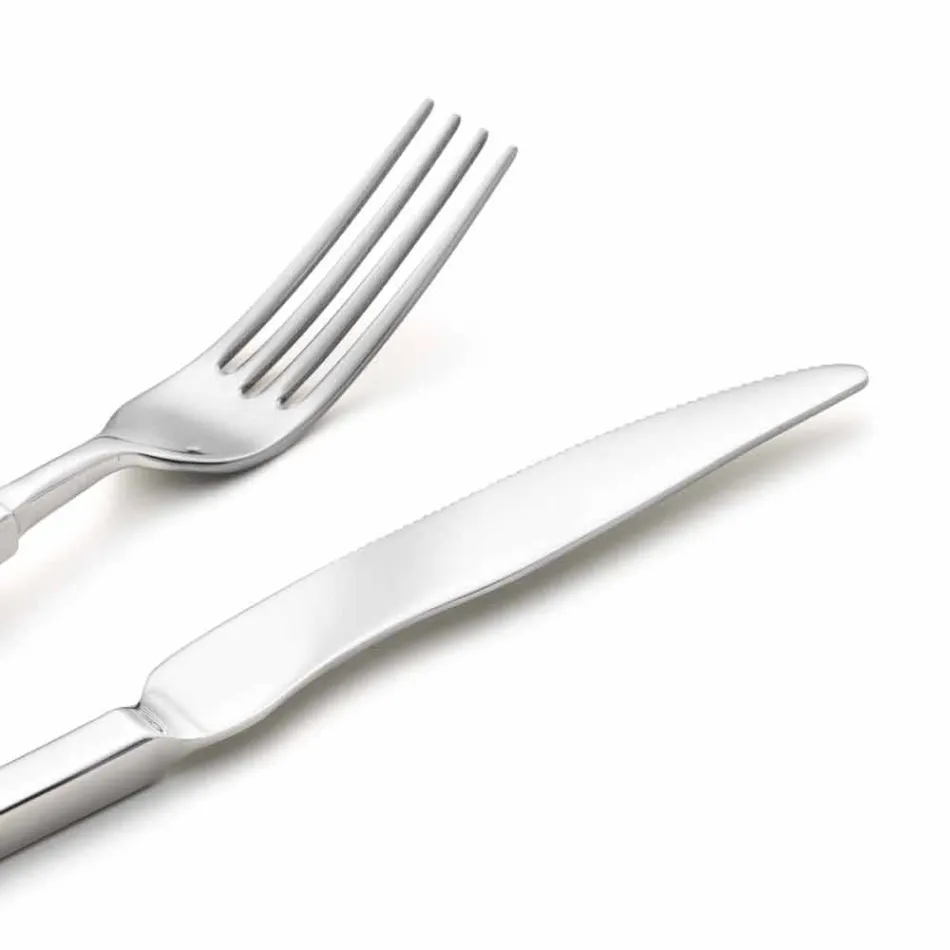 Kompletny zestaw sztućców ze stali 24 sztuki Made in Italy - Tricky Viadurini