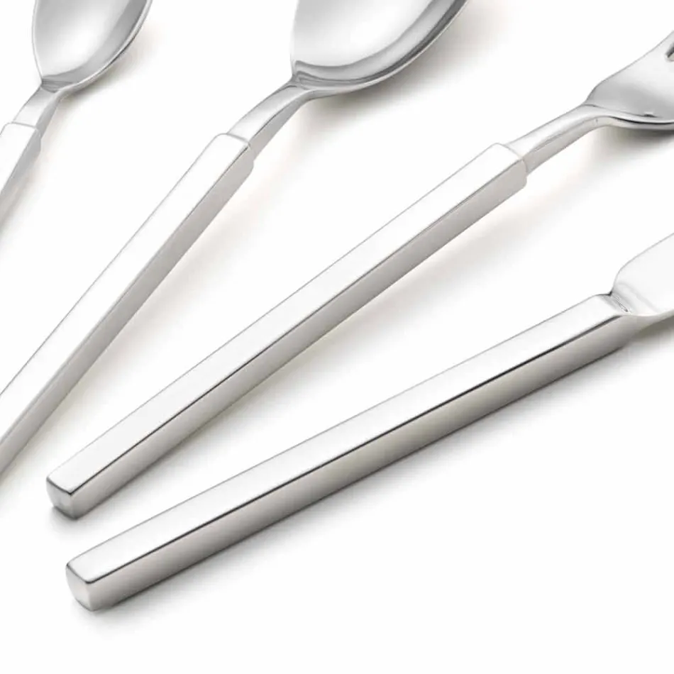 Kompletny zestaw sztućców ze stali 24-częściowy projekt Made in Italy - Tricky Viadurini