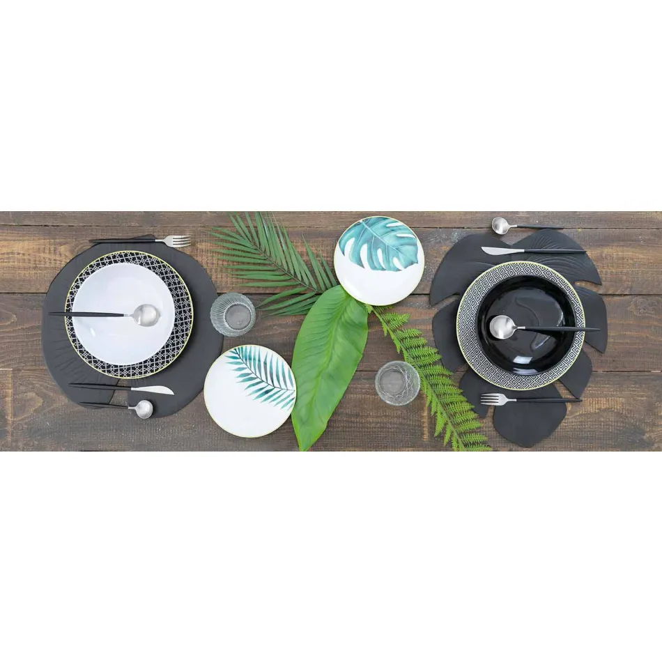 Pełne serwisowanie sztućców w czarnej stali Nowoczesny design 24 sztuki - Calamo Viadurini