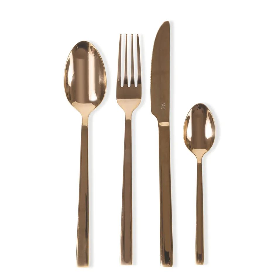 Kompletny zestaw sztućców z czarnej stali lub miedzi, 24 sztuki - Fayette Viadurini