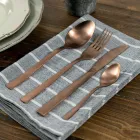 Kompletny zestaw sztućców z czarnej stali lub miedzi, 24 sztuki - Fayette Viadurini