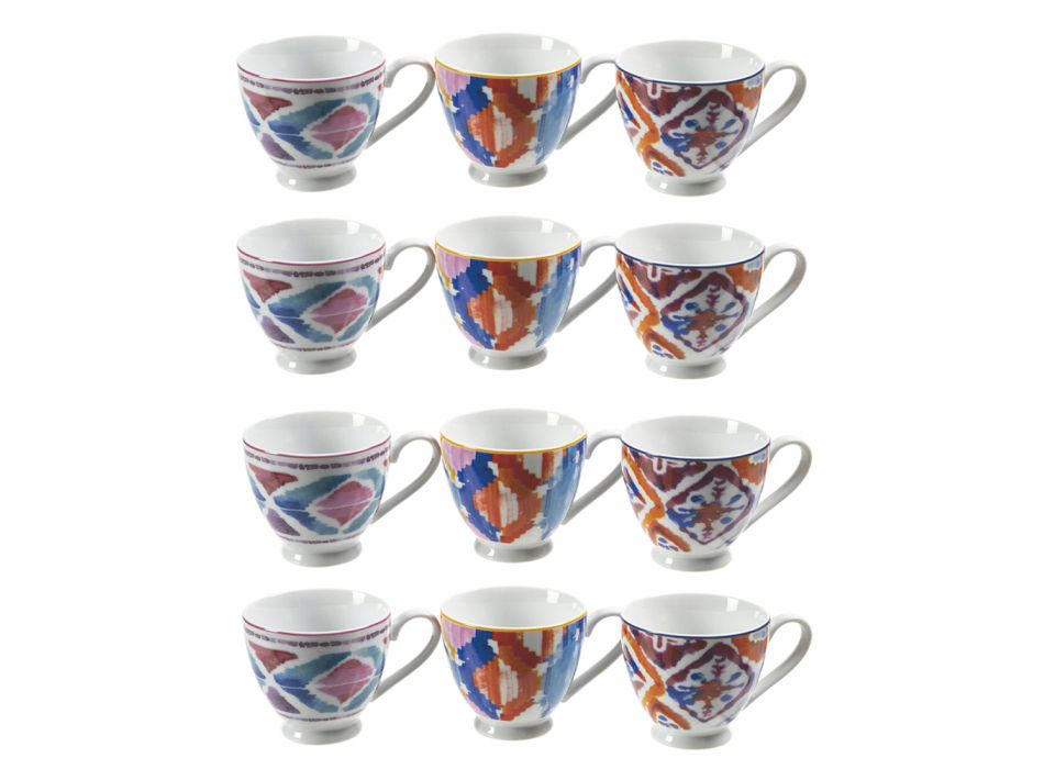 Kompletne serwisowe filiżanki do kawy z dekorowanej porcelany 12 sztuk - Anfa Viadurini