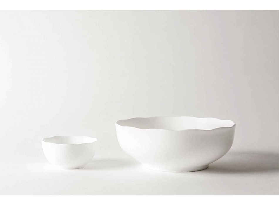 Zestaw białych porcelanowych filiżanek i miseczek 8 sztuk - Armanda Viadurini