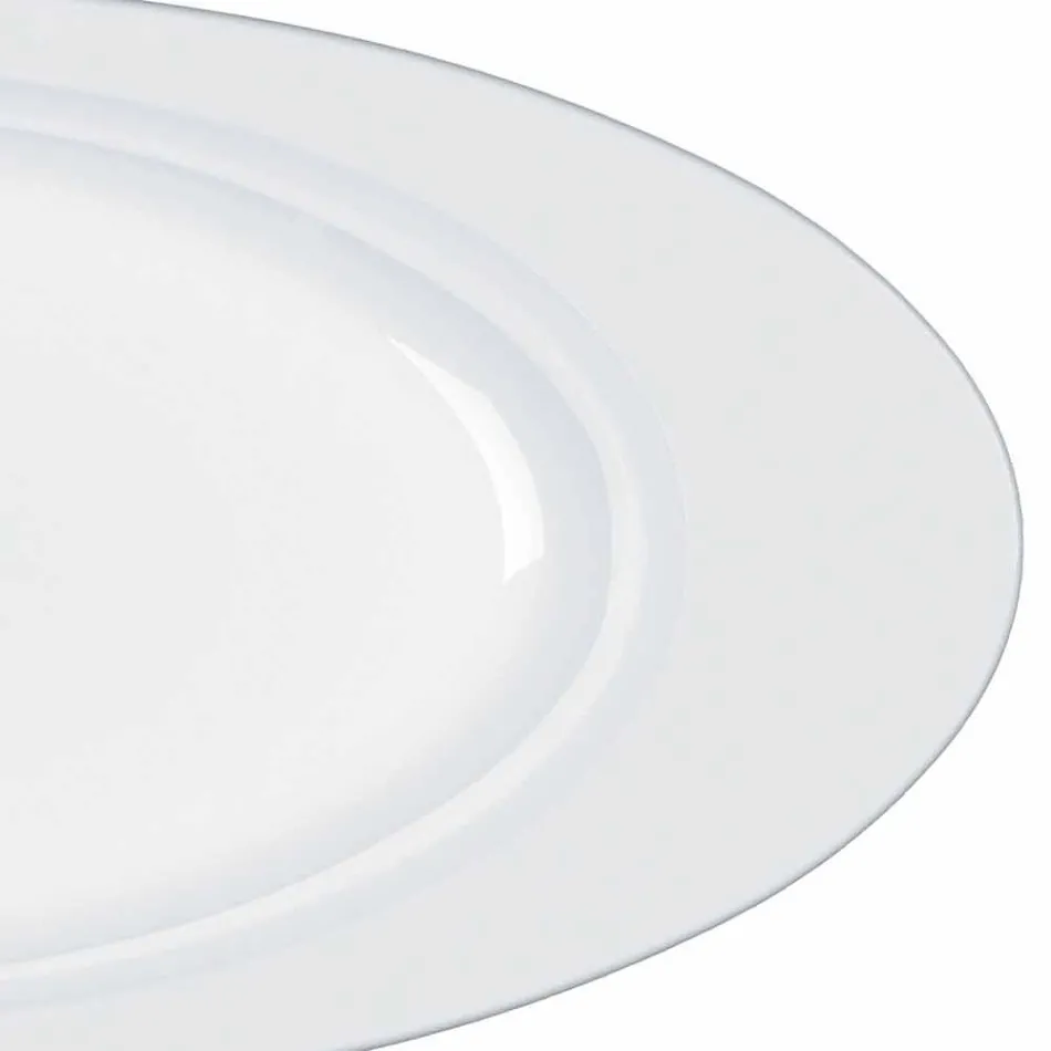 Nowoczesny owalny zestaw do serwowania z białej porcelany 2 sztuki - teleskop Viadurini