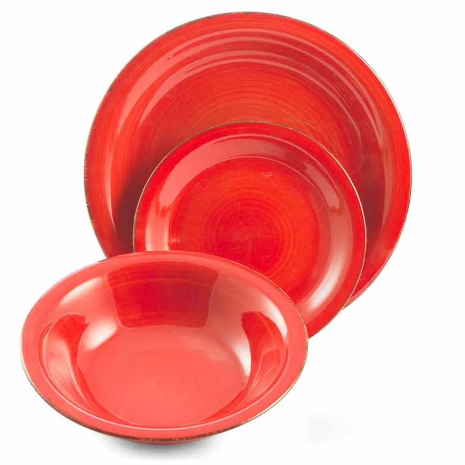 Zastawa stołowa z kolorowymi talerzami 18 sztuk w nowoczesnej kamionce - Abruzja Viadurini