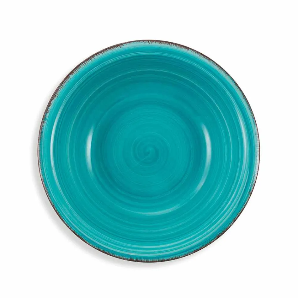 Zastawa stołowa z kolorowymi talerzami 18 sztuk w nowoczesnej kamionce - Abruzja Viadurini