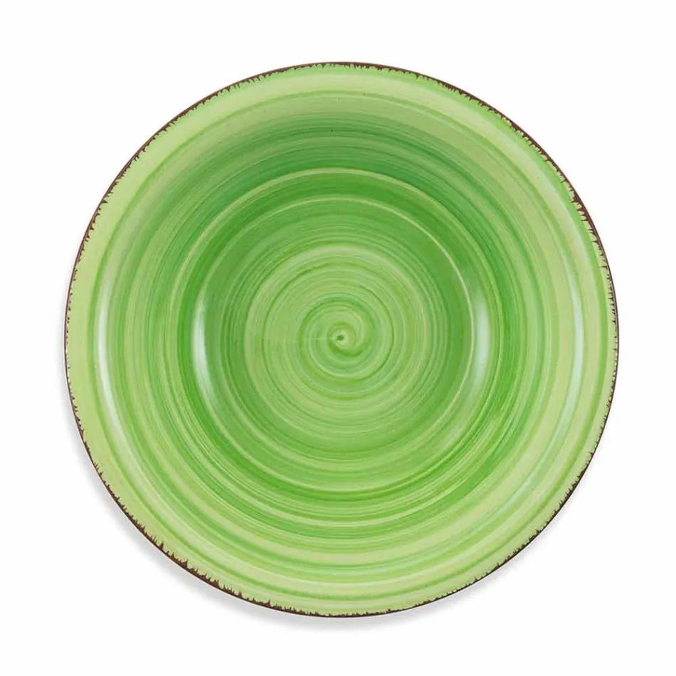 Zastawa stołowa z kolorowymi talerzami 18 sztuk w nowoczesnej kamionce - Abruzja Viadurini